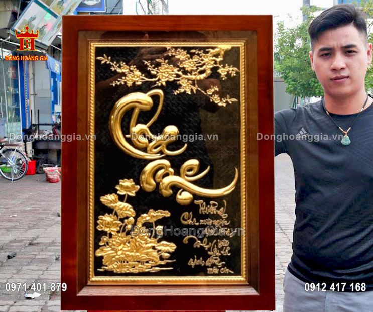 Nguyên liệu chế tác tranh chữ cha mẹ là đồng tấm nhập khẩu có độ dày 8rem